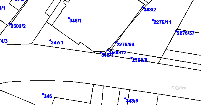 Parcela st. 348/3 v KÚ Třeboň, Katastrální mapa