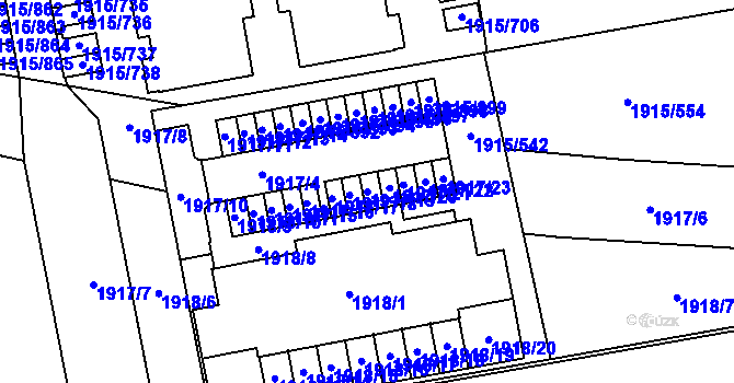 Parcela st. 1917/19 v KÚ Třeboň, Katastrální mapa