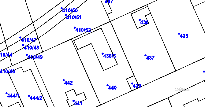 Parcela st. 438/3 v KÚ Třebonice, Katastrální mapa