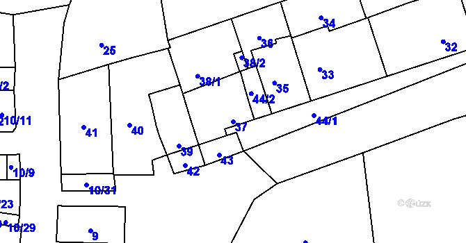 Parcela st. 37 v KÚ Třebonice, Katastrální mapa