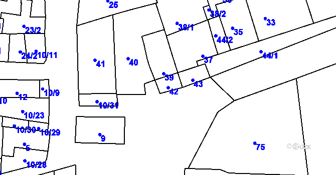 Parcela st. 42 v KÚ Třebonice, Katastrální mapa