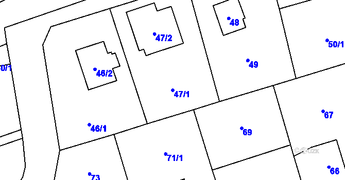 Parcela st. 47/1 v KÚ Třebonice, Katastrální mapa
