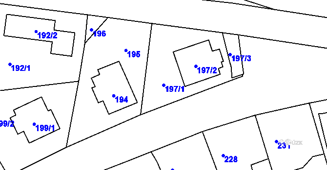 Parcela st. 197/1 v KÚ Třebonice, Katastrální mapa