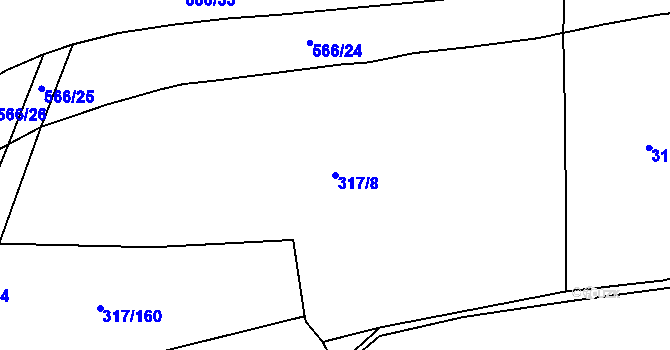 Parcela st. 317/8 v KÚ Třebonice, Katastrální mapa
