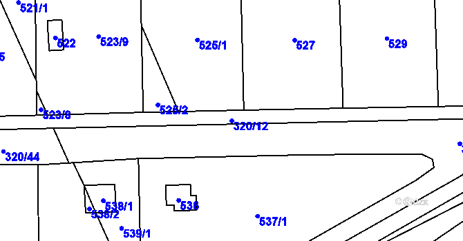Parcela st. 320/12 v KÚ Třebonice, Katastrální mapa