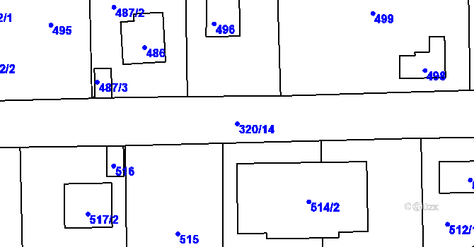 Parcela st. 320/14 v KÚ Třebonice, Katastrální mapa