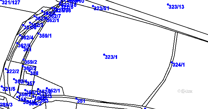 Parcela st. 323/1 v KÚ Třebonice, Katastrální mapa