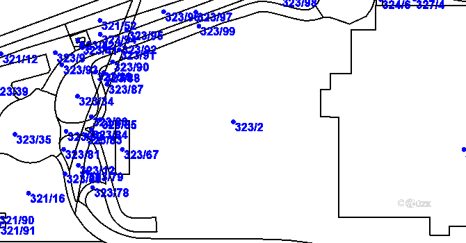 Parcela st. 323/2 v KÚ Třebonice, Katastrální mapa