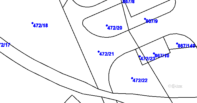 Parcela st. 472/21 v KÚ Třebonice, Katastrální mapa