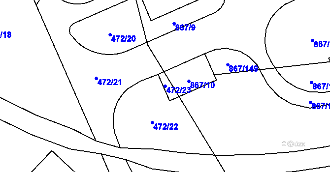 Parcela st. 472/23 v KÚ Třebonice, Katastrální mapa