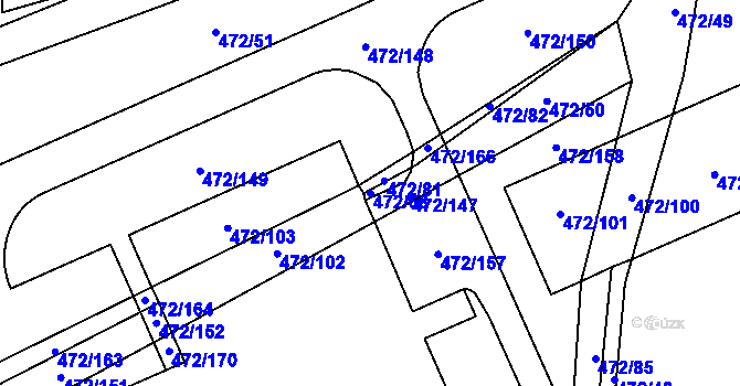 Parcela st. 472/68 v KÚ Třebonice, Katastrální mapa