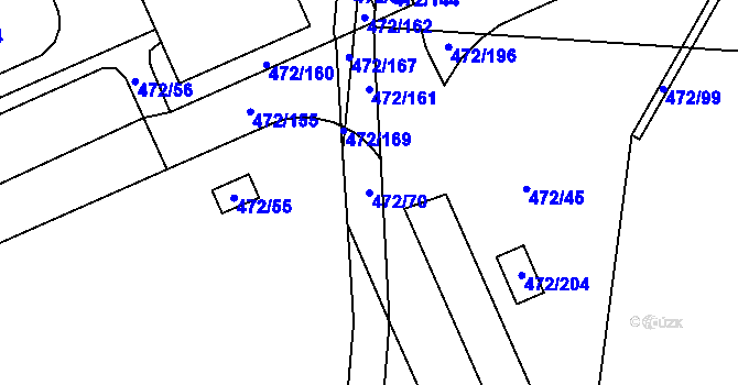 Parcela st. 472/70 v KÚ Třebonice, Katastrální mapa