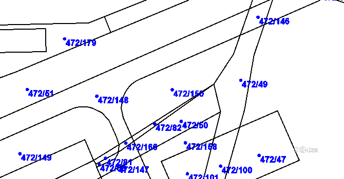 Parcela st. 472/150 v KÚ Třebonice, Katastrální mapa
