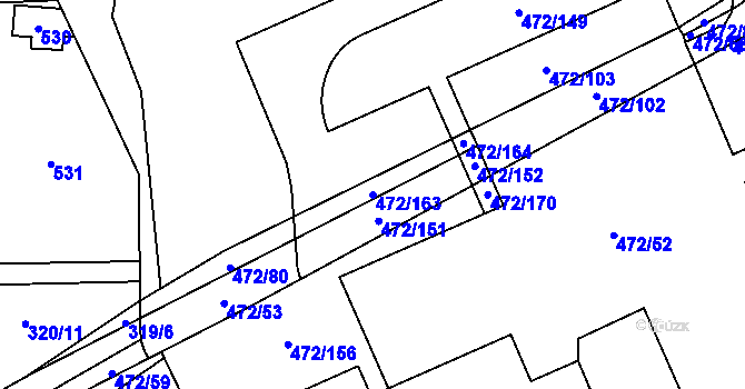 Parcela st. 472/163 v KÚ Třebonice, Katastrální mapa