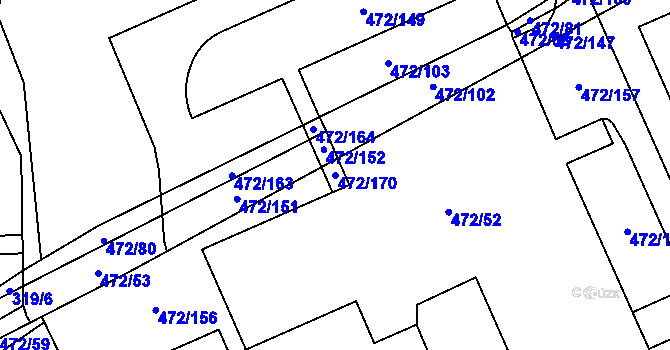 Parcela st. 472/170 v KÚ Třebonice, Katastrální mapa