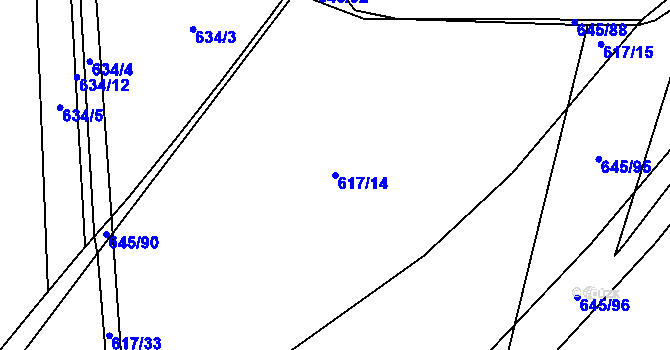 Parcela st. 617/14 v KÚ Třebonice, Katastrální mapa