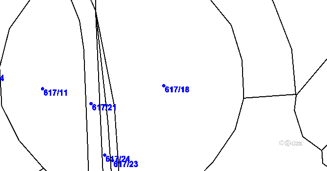 Parcela st. 617/18 v KÚ Třebonice, Katastrální mapa