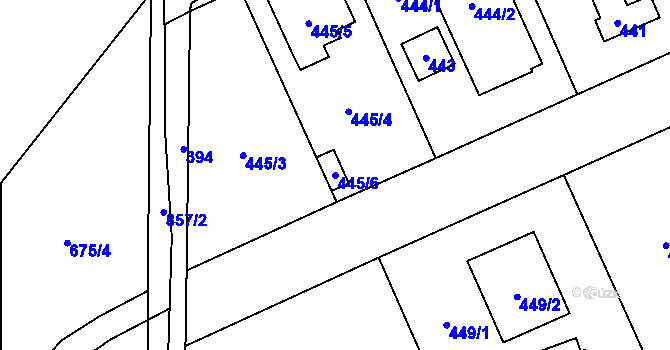 Parcela st. 445/6 v KÚ Třebonice, Katastrální mapa