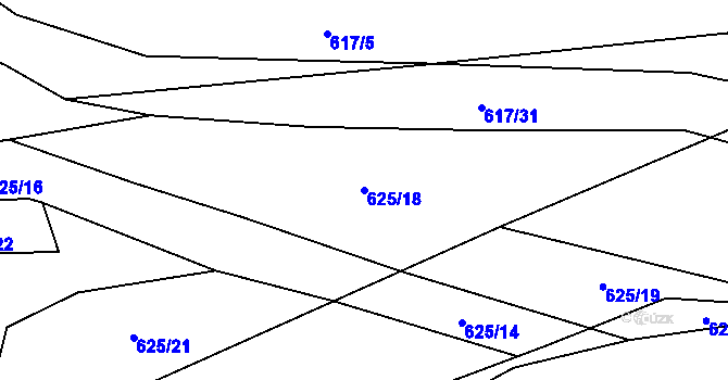 Parcela st. 625/18 v KÚ Třebonice, Katastrální mapa