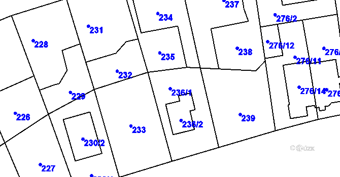 Parcela st. 236/1 v KÚ Třebonice, Katastrální mapa