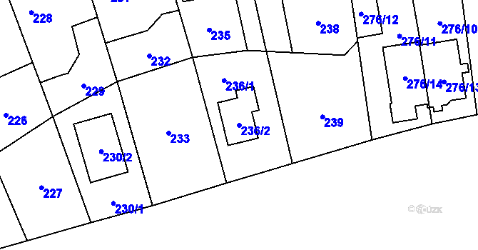 Parcela st. 236/2 v KÚ Třebonice, Katastrální mapa