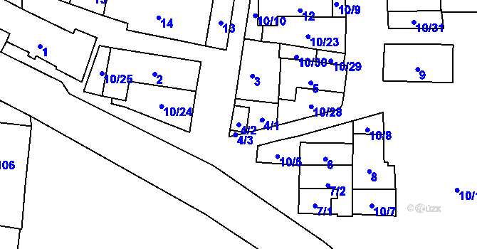 Parcela st. 4/2 v KÚ Třebonice, Katastrální mapa