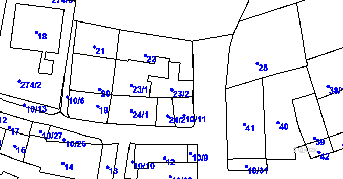 Parcela st. 23/2 v KÚ Třebonice, Katastrální mapa