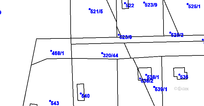 Parcela st. 320/44 v KÚ Třebonice, Katastrální mapa