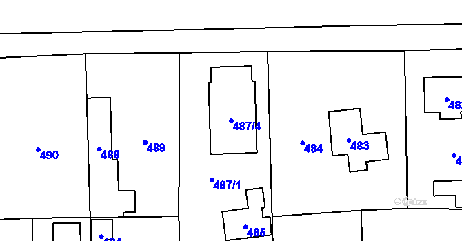 Parcela st. 487/4 v KÚ Třebonice, Katastrální mapa