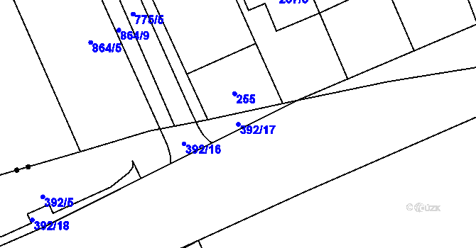 Parcela st. 392/17 v KÚ Třebonice, Katastrální mapa