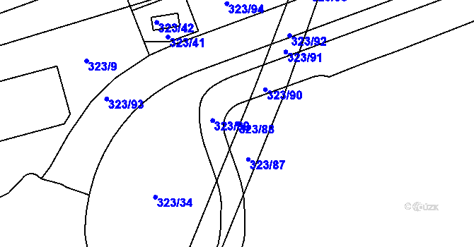 Parcela st. 323/88 v KÚ Třebonice, Katastrální mapa