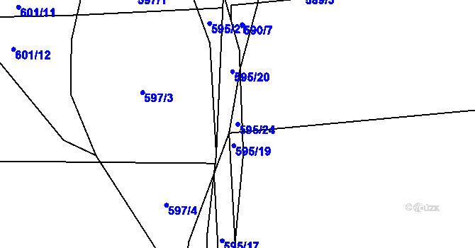 Parcela st. 595/24 v KÚ Třebonice, Katastrální mapa