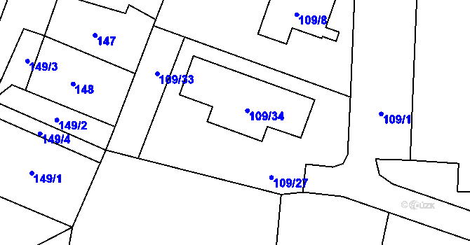 Parcela st. 109/27 v KÚ Třebonice, Katastrální mapa