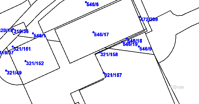 Parcela st. 321/158 v KÚ Třebonice, Katastrální mapa