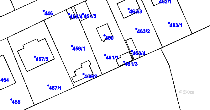 Parcela st. 461/1 v KÚ Třebonice, Katastrální mapa