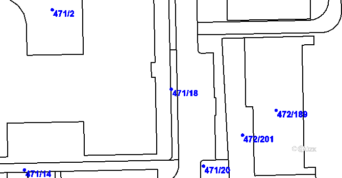 Parcela st. 471/18 v KÚ Třebonice, Katastrální mapa