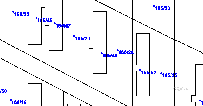 Parcela st. 165/48 v KÚ Třebonice, Katastrální mapa