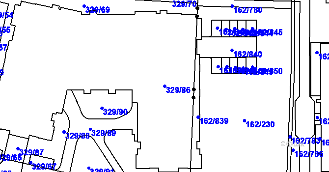 Parcela st. 329/86 v KÚ Třebonice, Katastrální mapa