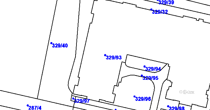 Parcela st. 329/93 v KÚ Třebonice, Katastrální mapa