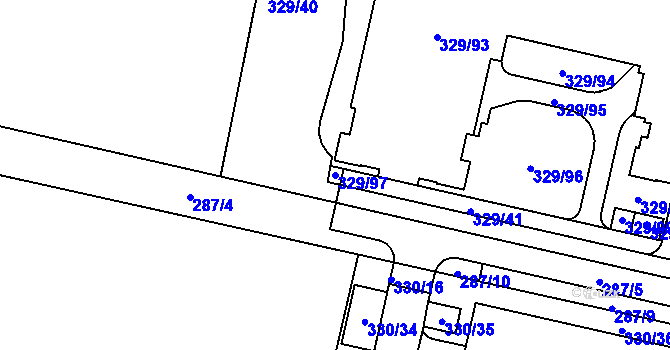 Parcela st. 329/97 v KÚ Třebonice, Katastrální mapa