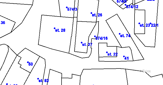 Parcela st. 27 v KÚ Třebonín, Katastrální mapa