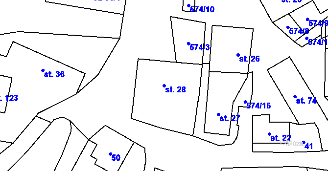 Parcela st. 28 v KÚ Třebonín, Katastrální mapa