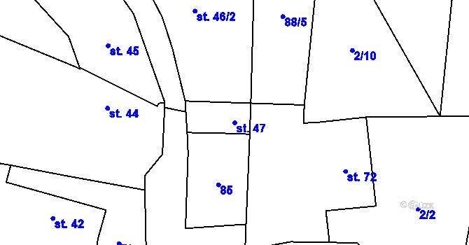 Parcela st. 47 v KÚ Třebonín, Katastrální mapa