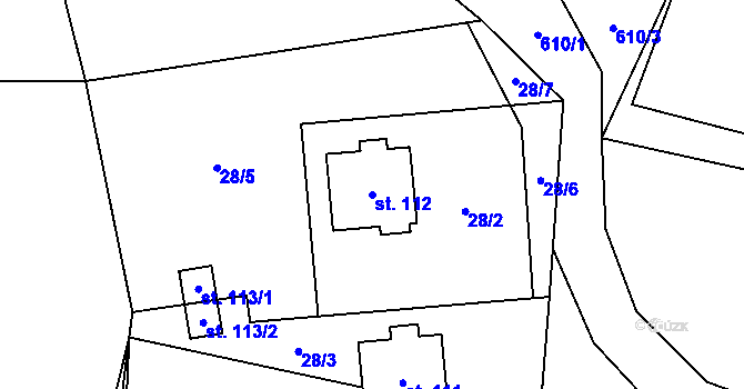 Parcela st. 112 v KÚ Třebonín, Katastrální mapa