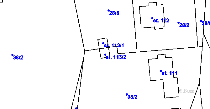 Parcela st. 113/2 v KÚ Třebonín, Katastrální mapa