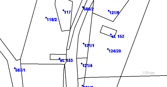 Parcela st. 121/1 v KÚ Třebonín, Katastrální mapa