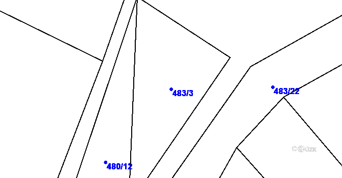 Parcela st. 483/3 v KÚ Třebonín, Katastrální mapa