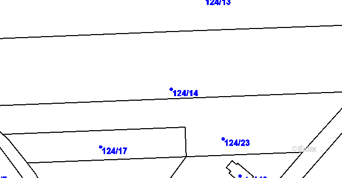 Parcela st. 124/14 v KÚ Třebonín, Katastrální mapa