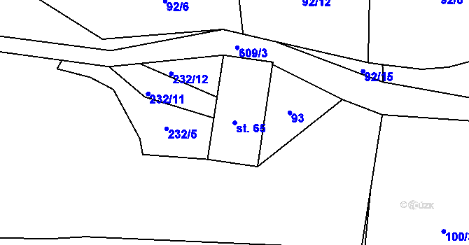 Parcela st. 65 v KÚ Třebotov, Katastrální mapa
