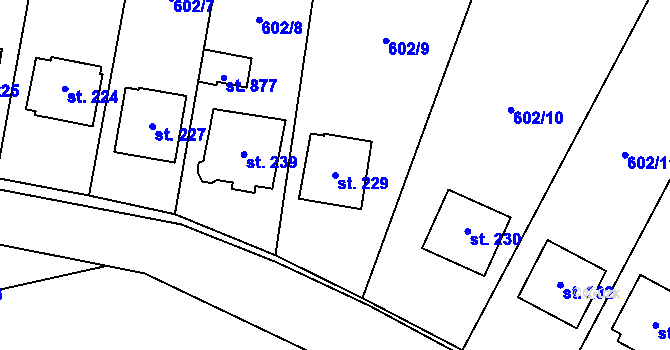 Parcela st. 229 v KÚ Třebotov, Katastrální mapa